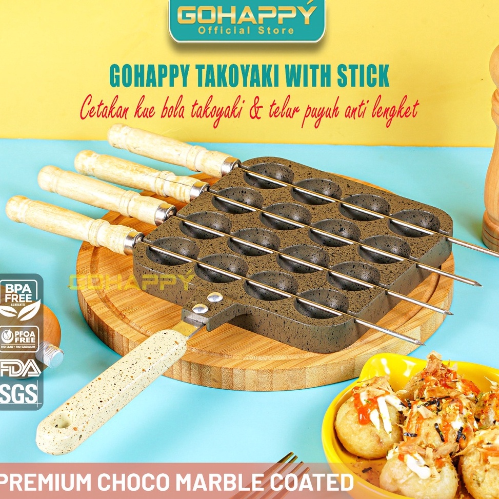 TAKOYAKI PAN Cetakan kue cubitegg ball koreanpofertjes panci marble Gohappy wajan telur anti lengket