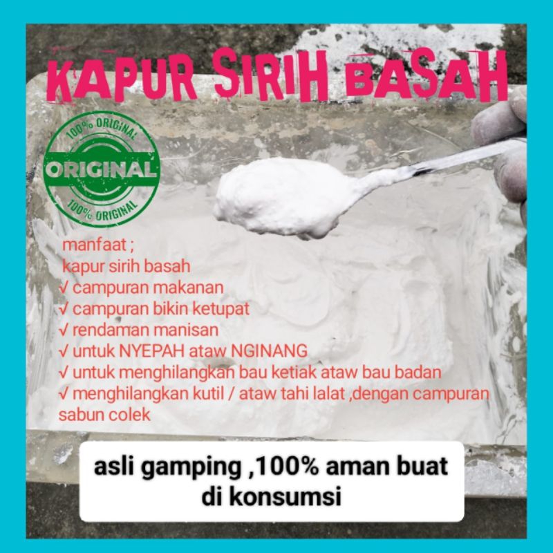 

( 1 kg ) kapur sirih basah gamping | kapur sirih food grade untuk makanan