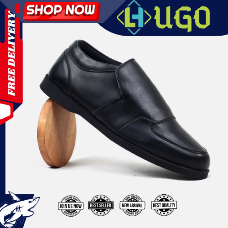 HUGO Sepatu Formal Pria Casual Pantofel Hitam Resmi Formal Kerja Original Trendy SAMUAL889