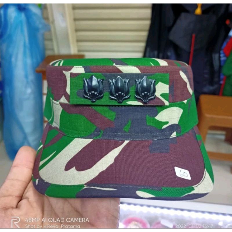 Topi Pet PDL TNI + Pangkat Kolonel Logam Timbul