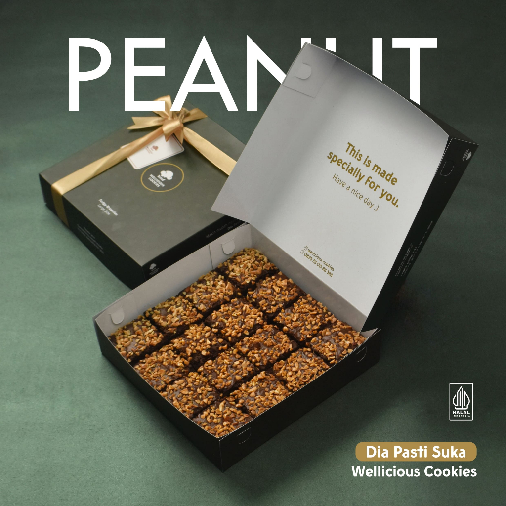 

Fudgy Brownies Peanut (Brownies Panggang) Hampers, Kado Ulang Tahun, Hadiah Wisuda, Hari Raya, Lebaran Premium