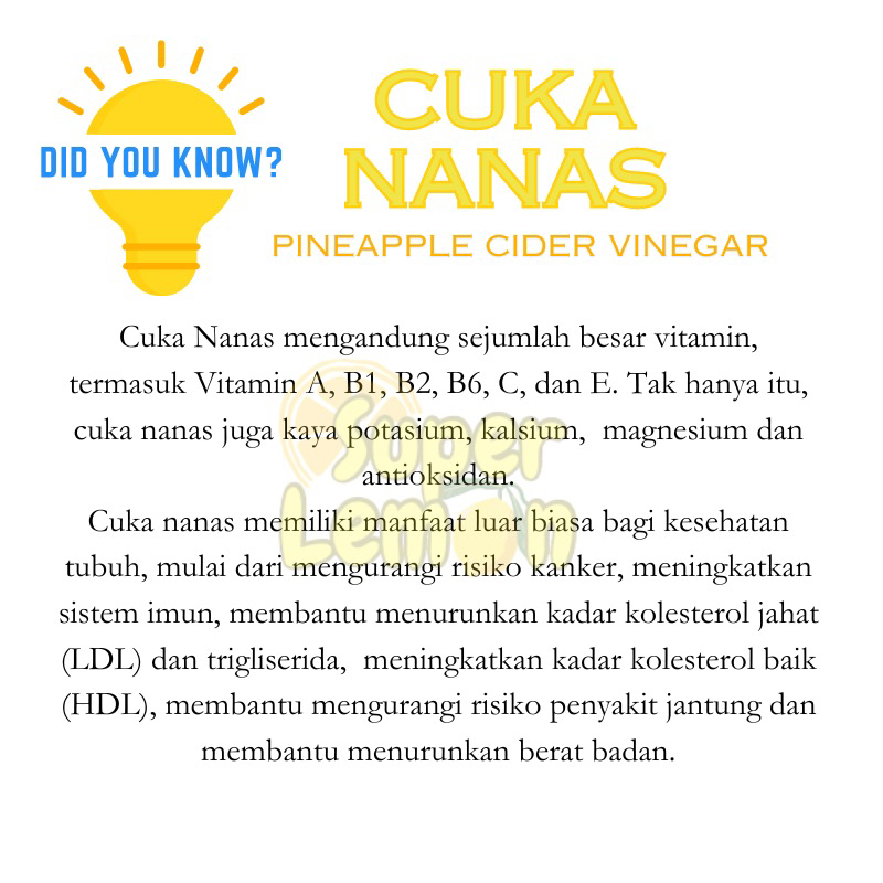 

AKEH ml Nasviton Cuka Nanas Organic With Mother Orinal Pineapple Vinegar by Super Lemon