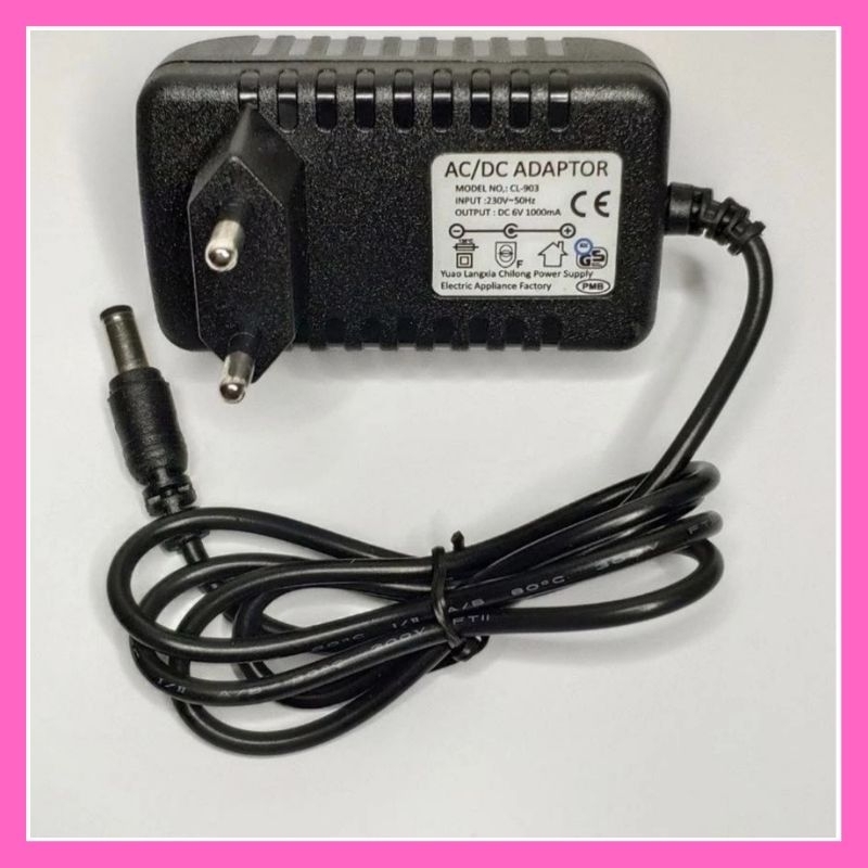 DISKON ADAPTOR CHARGER AC DC 6V 800 mA MOTORAN MOBILAN ANAK 6 VOLT CL 903 CASSAN MOTOR VESPA SCOOPY 