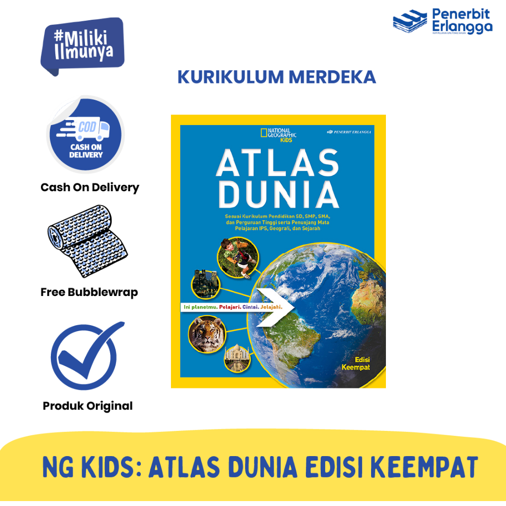 [Erlangga] Buku Referensi Anak: National Geographic : Atlas Dunia Edisi Keempat