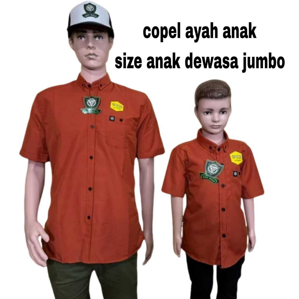 TERACOTA KEMEJA POLOS COUPLE AYAH DAN ANAK KEMEJA COUPLE SEWASA DAN ANAK