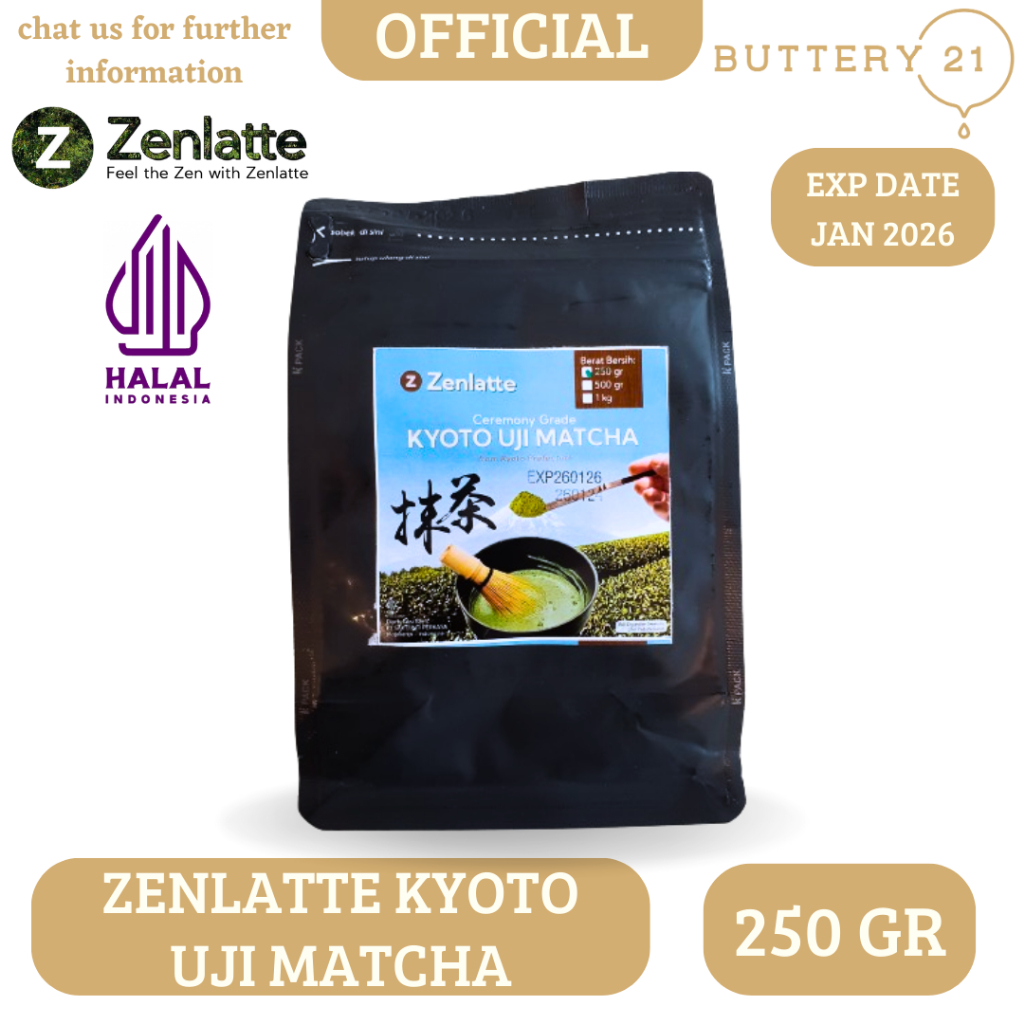 

ZENLATTE KYOTO UJI MATCHA 250 GR/BUBUK KYOTO UJI MATCHA 250/BUBUK MATCHA 250 GR