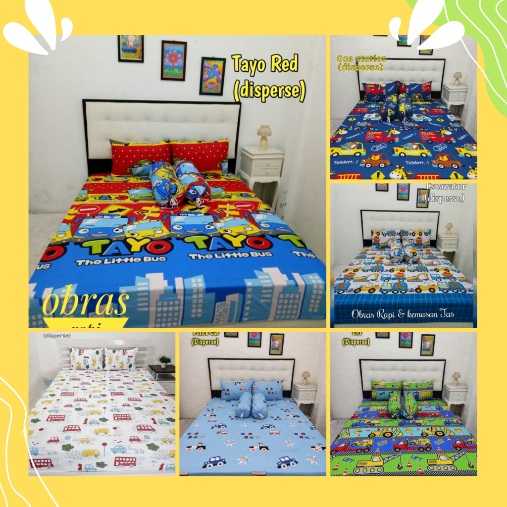 Sprei Motif Tayo 180x200 160x200 200x200 Seprei Anak Homemade Karakter Little Bus Seprai Bus Tayo