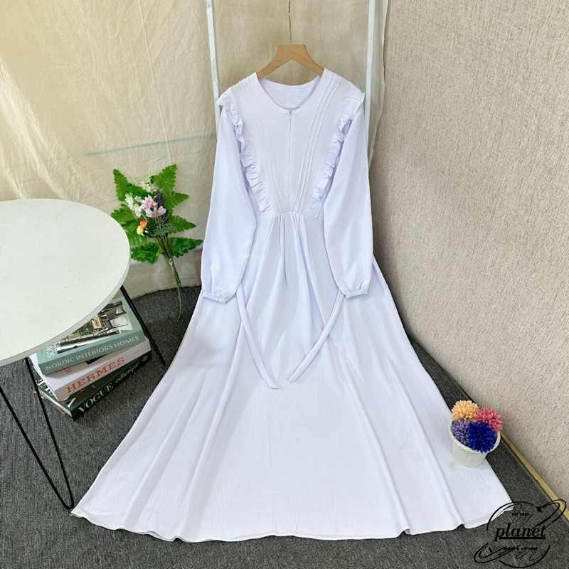 GAMIS LEBARAN 2024 DEWASA GAMIS CRINKLE GAMIS TERBARU GAMIS HITAM PUTIH WANITA GAMIS SIMPLE ELEGAN P