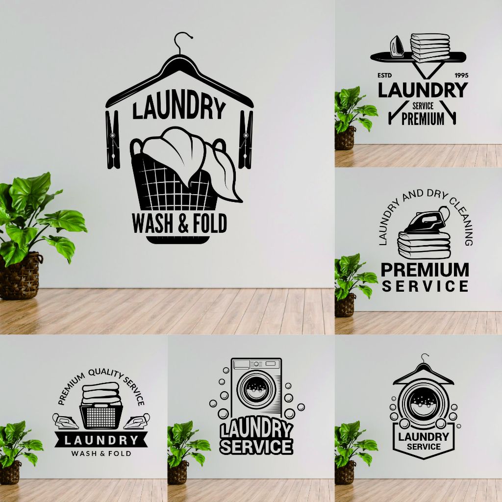 Stiker Dinding Wall Sticker Kaca Tembok Laundry Room Shop Mesin Cuci