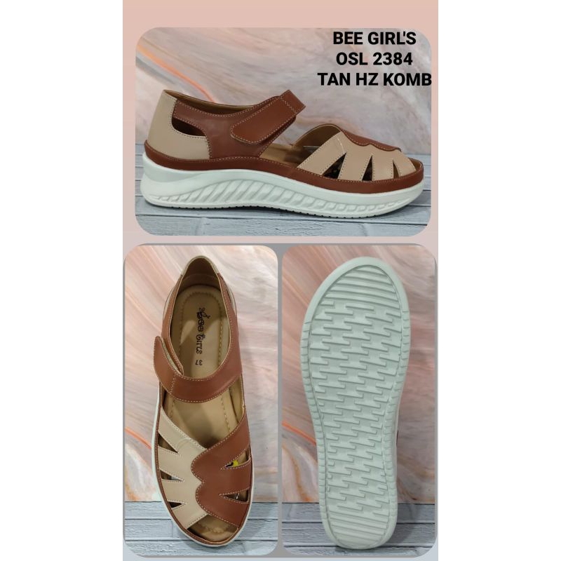 sepatu cewek, sepatu santai wanita, rangkek wanita bahan kulit BEE GIRLS