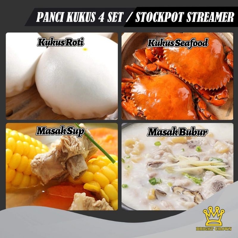 Baru (5KG) STOCK POT PANCI TINGGI SET 4IN 1 STEAMER / STOCK POT HC PANCI SET DANDANG SARINGAN STEMER