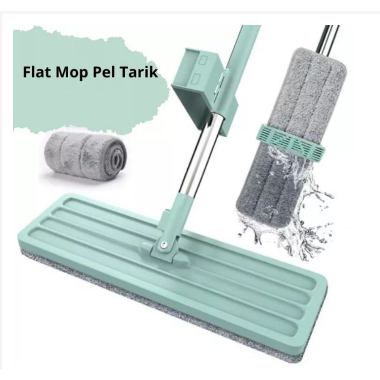 Alat Pel Lantai Tarik Flat Mop Peras Tanpa Tangan Ultra Mop Pembersih lantai / Alat Pel Lantai Tarik