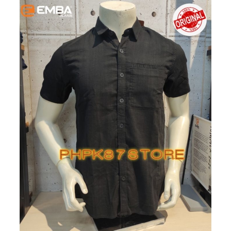 EMBA JEANS KEMEJA PENDEK PRIA, KEMEJA POLOS PRIA ORIGINAL PREMIUM