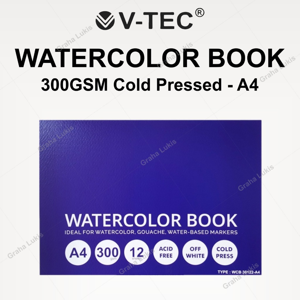 

V-TEC WATERCOLOR BOOK A4 300GSM COLDPRESSED