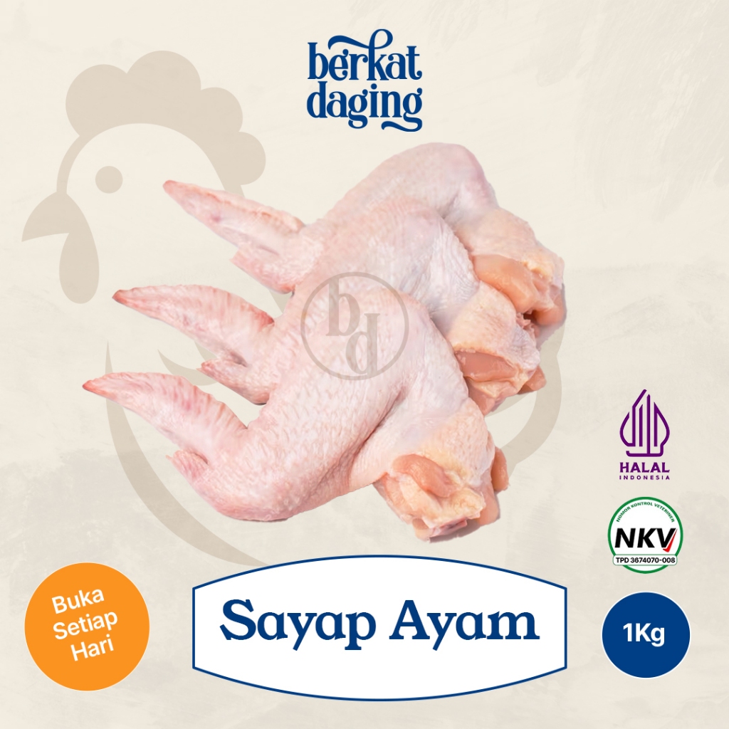 

Sayap Ayam 1kg - Chicken Wings Premium Bersih NKV Segar BERKAT DAGING