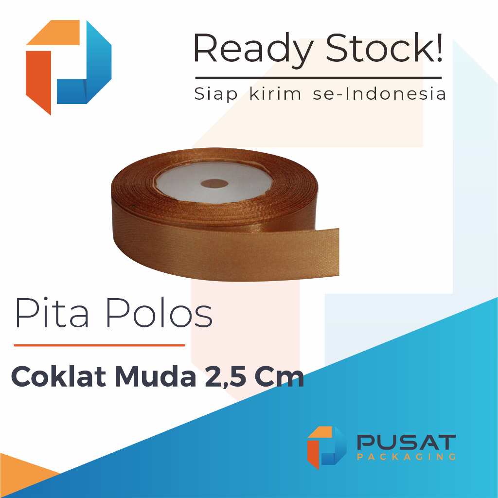 

Pita Satin Coklat Muda Polos 2,5 cm