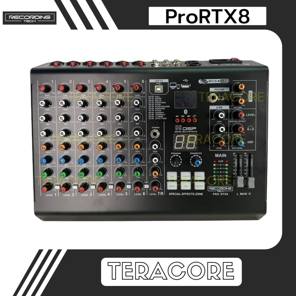 Recording Tech PRO RTX8 RTX 8 Mixer 6 Channel 8 In USB with PAD Effect