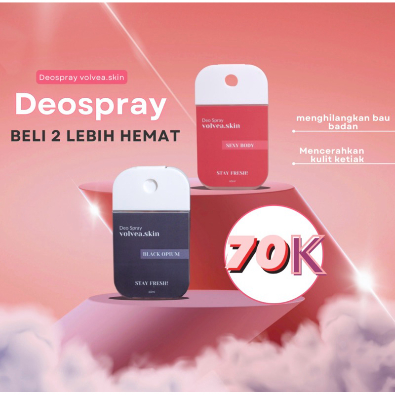 2 PCS Promo Deo Spray Volvea skin Premium ( Penghilang Bau Badan+ Mengurangi keringat )