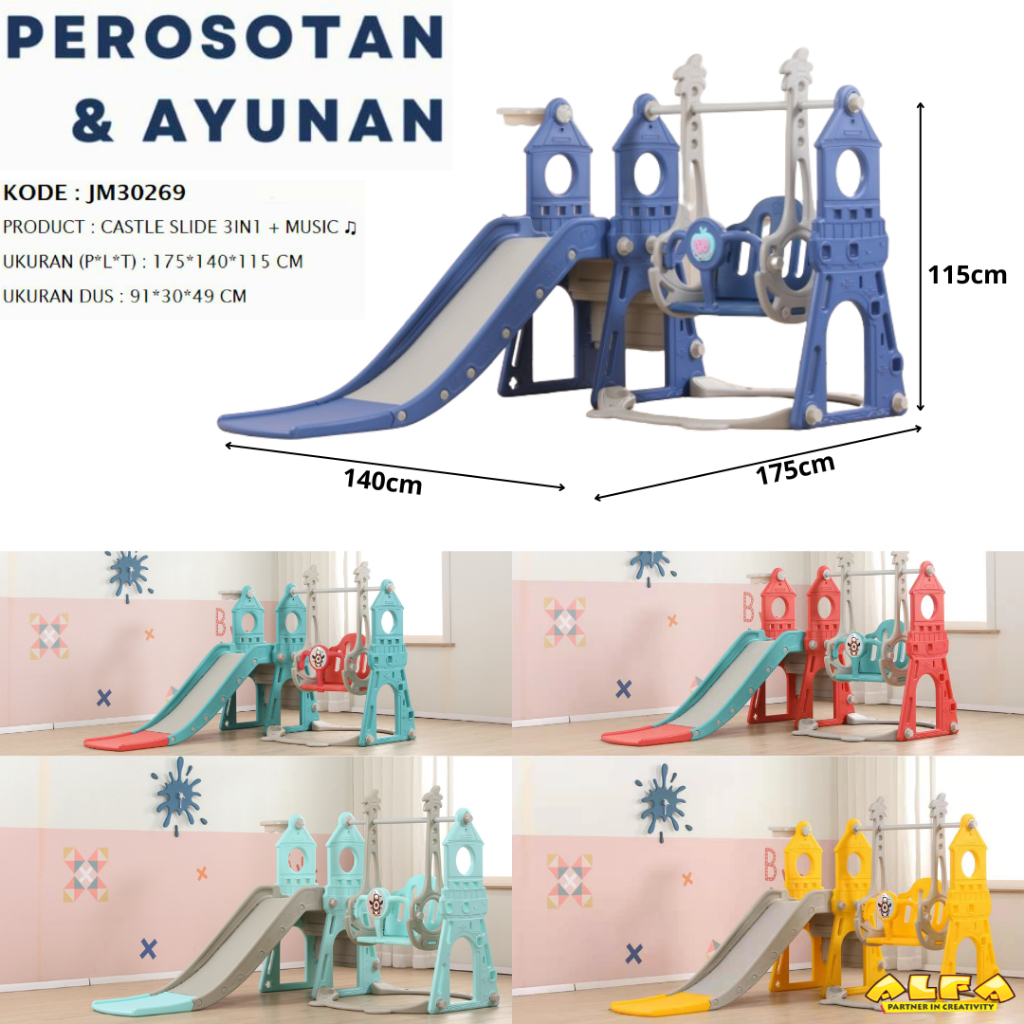 Toko Mainan ALFA Perosotan Castle 3in1 w/Music JM30269