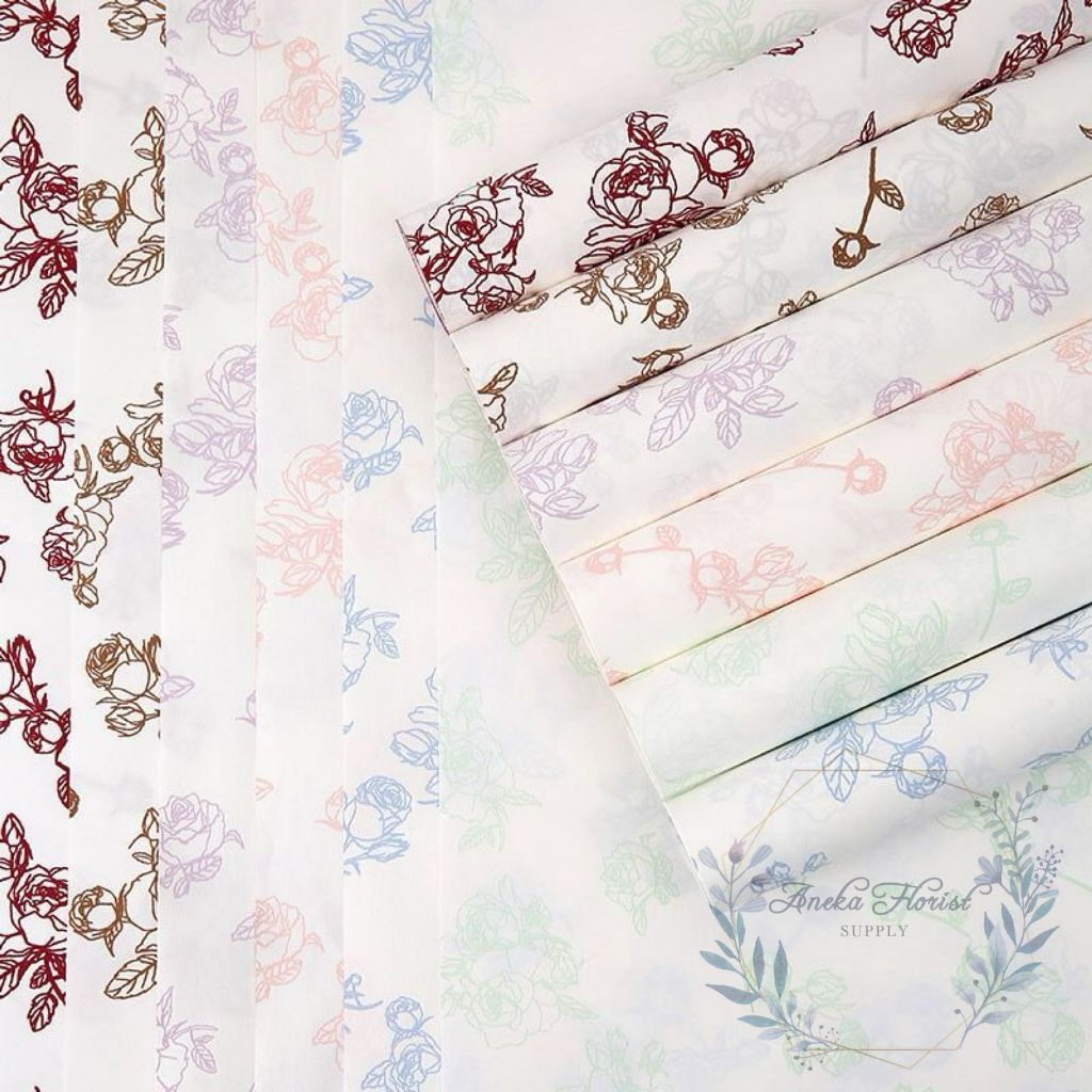 

ANEKAFLORIST - KERTAS CORAK FLOWER ROSE PUTIH / LEMBAR - KERTAS BUKET BUNGA - FLOWER BOUQUET WRAPPING PAPER - AF136