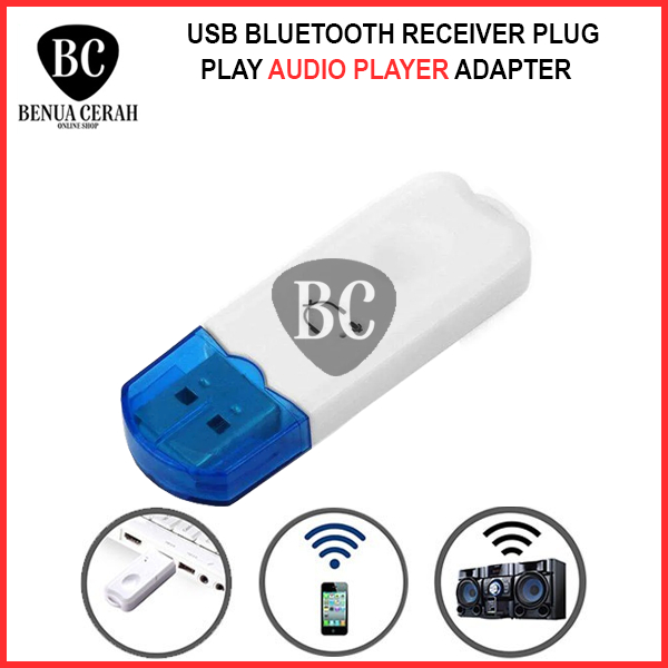 USB BLUETOOTH RECEIVER PLUG PLAY AUDIO PLAYER ADAPTER WIRELESS MOBIL - benuacerah