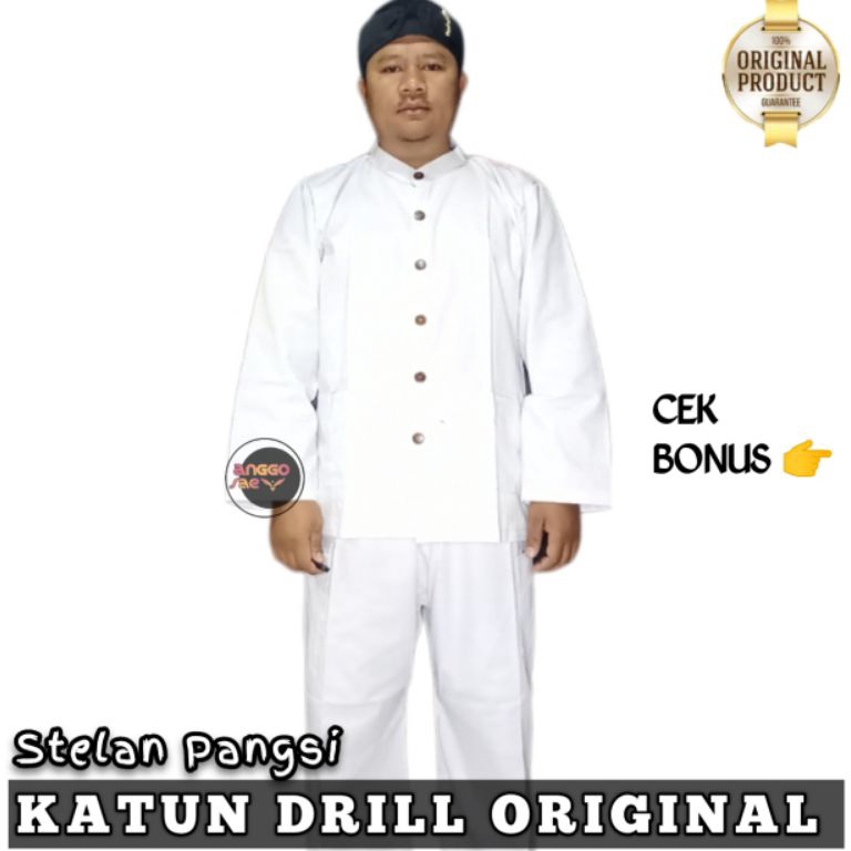 ART P12D Stelan Baju Pangsi Putih Dewasa Katun Drill Original Tebal Halus Kuat Size SxxxL New Produk