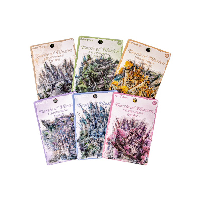 

(1CC) Sticker transparan castle istana palace warna warni vintage eropa