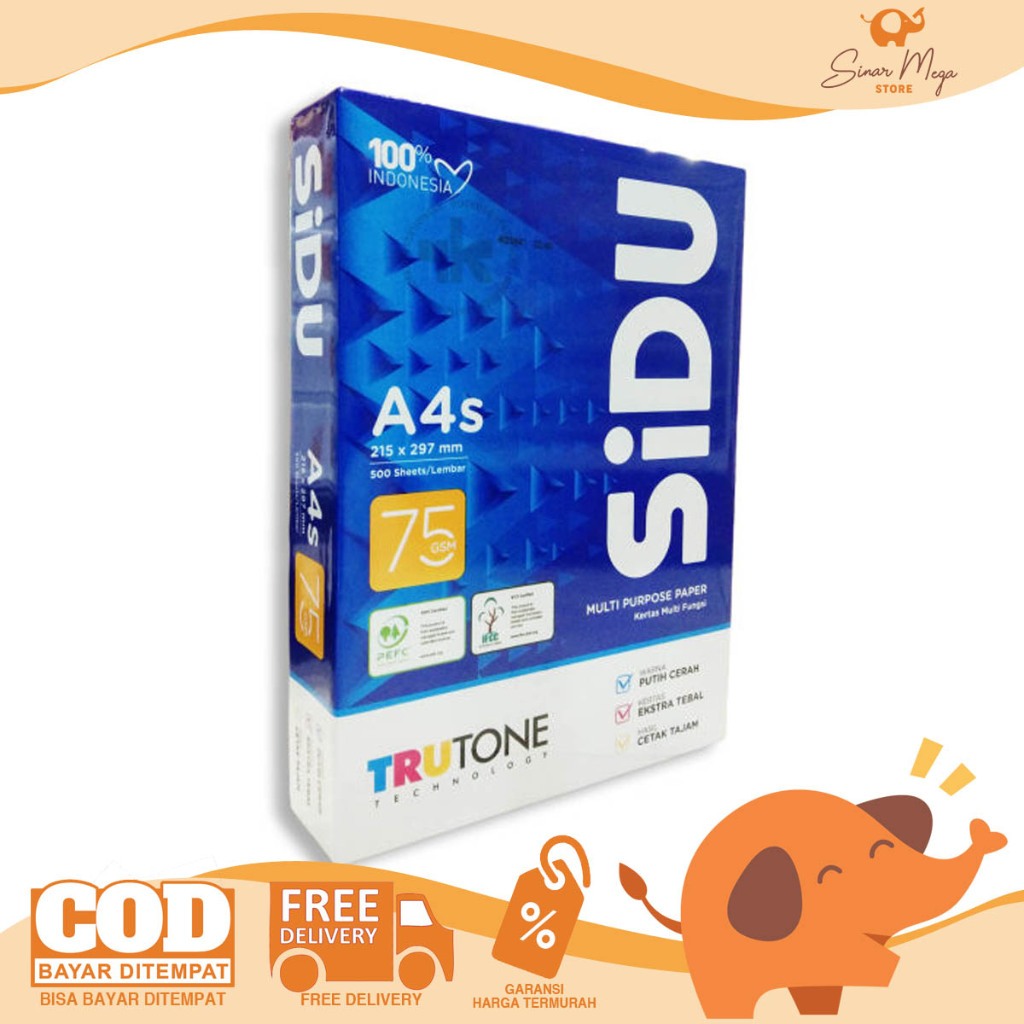

SIDU Sinar Dunia A4S 75 gr Kertas HVS Print/Fotocopy
