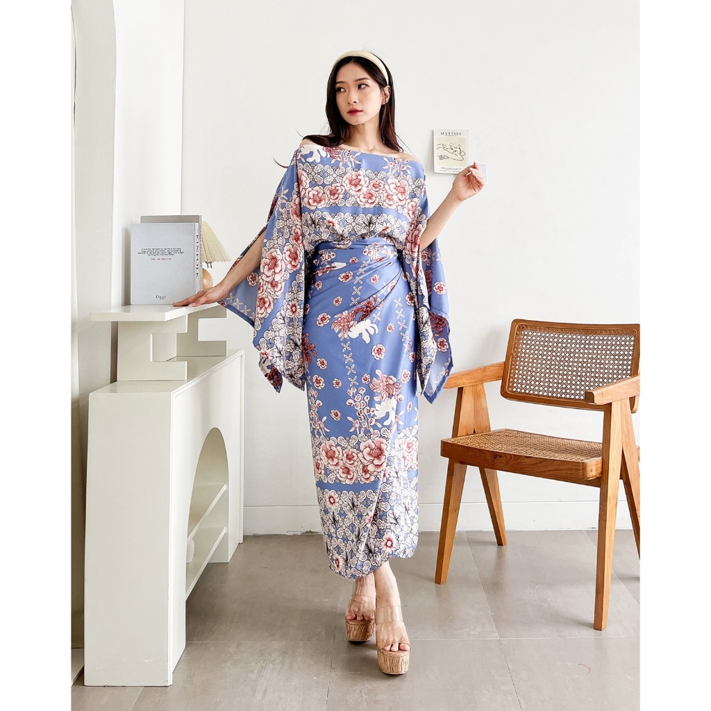 Set Batik Madison Matt Full Katun Rayon Motif Batik Atasan LD110-120cm Model Batwing Kalong Rok Lili