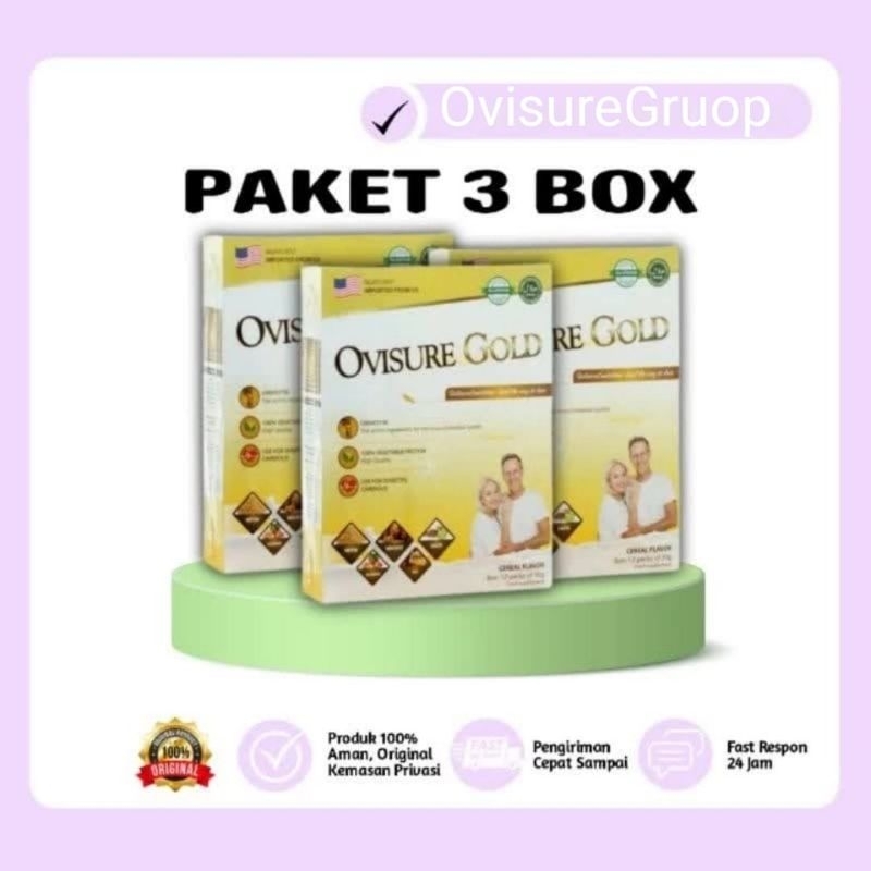 

PAKET 3 BOX OVISURE GOLD MILK SUSU VITAMIN TULANG DAN SENDI NYERI OTOT KERAM KEBAS