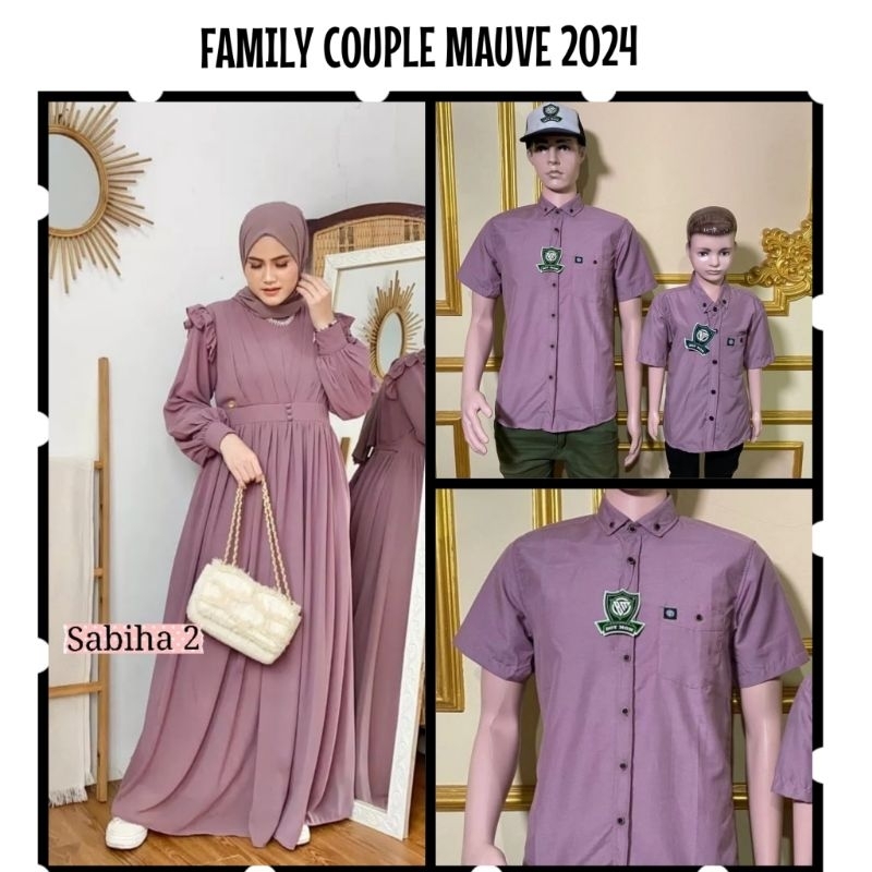 FAMILY COUPLE AYAH IBU ANAK UNGU MAUVE PLUM/ BAJU KOKO KURTA KEMEJA UNGU LAVENDER/ DRESS GAMIS CRINC