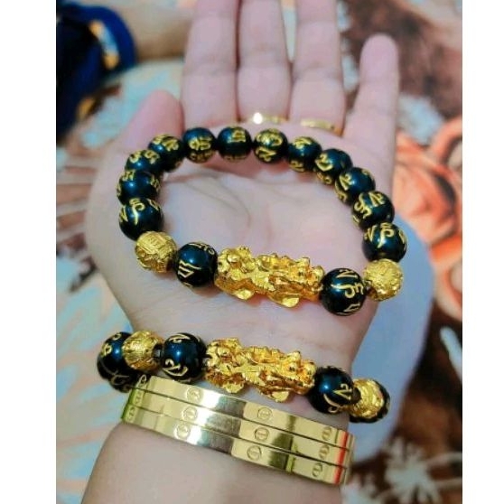 Gelang Naga Batu hitam ala Emas harga 1 pcs
