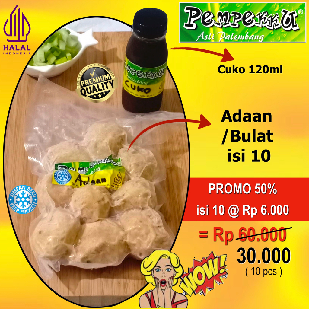 

Pempek Adaan/Bulat isi 10 / Pempekku PROMO