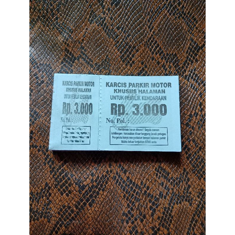 

Karcis Parkir motor 2k, -h