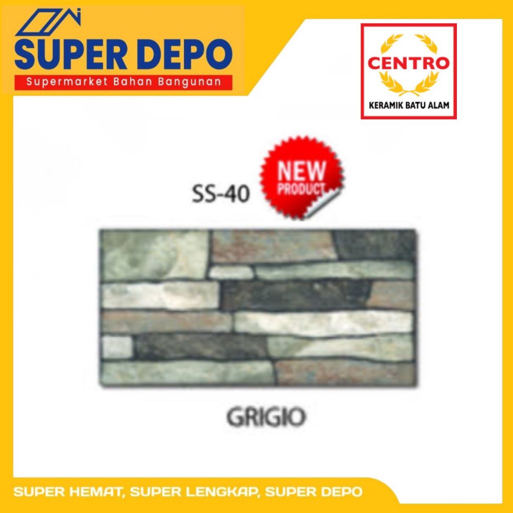 KERAMIK BATU ALAM / DINDING CENTRO MASTERPIECE SS 40 GRIGIO 20X40