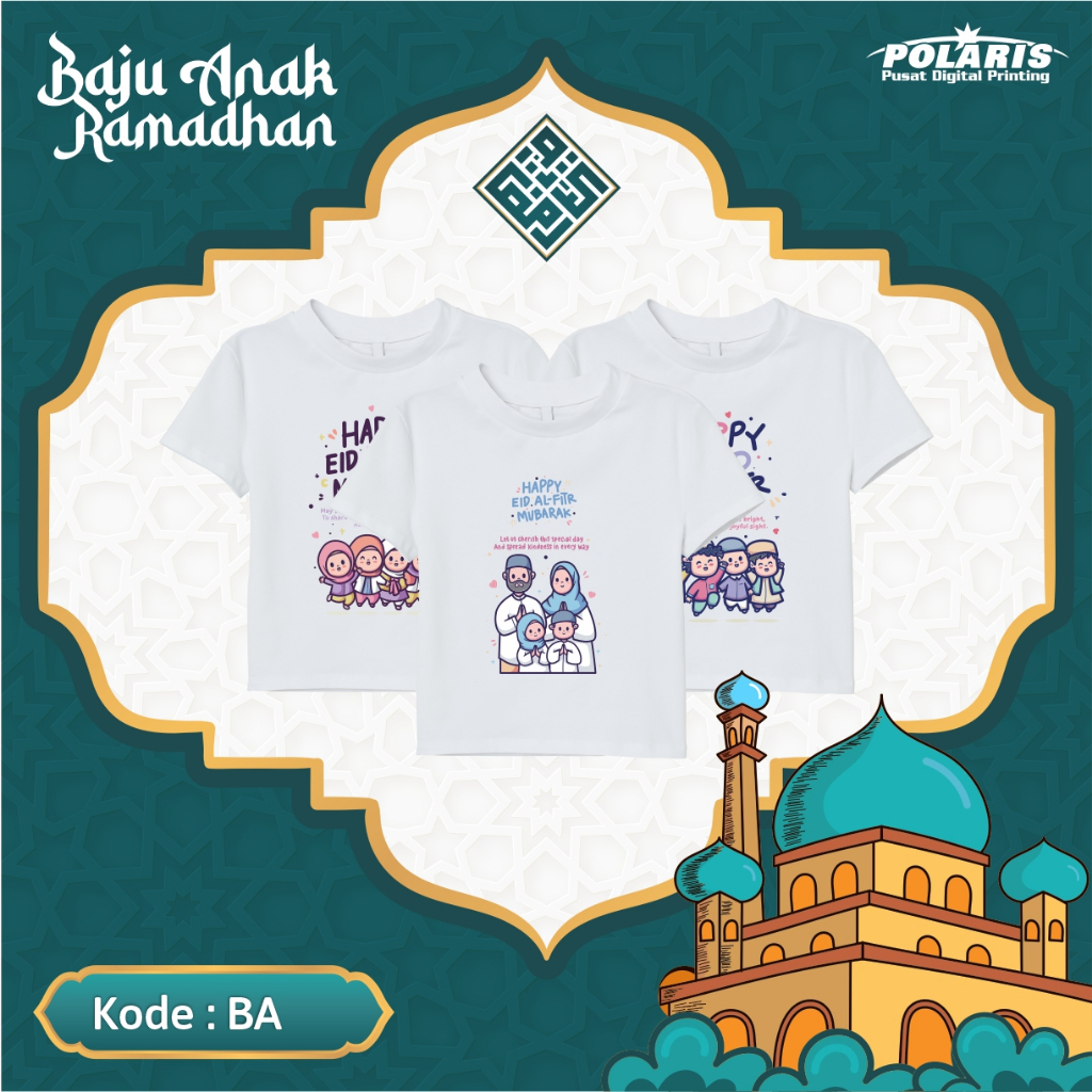 Kaos Idul Fitri / Kaos Lebaran Cute / Kaos Anak Tema Idul Fitri / Kaos Custom Nama High Quality
