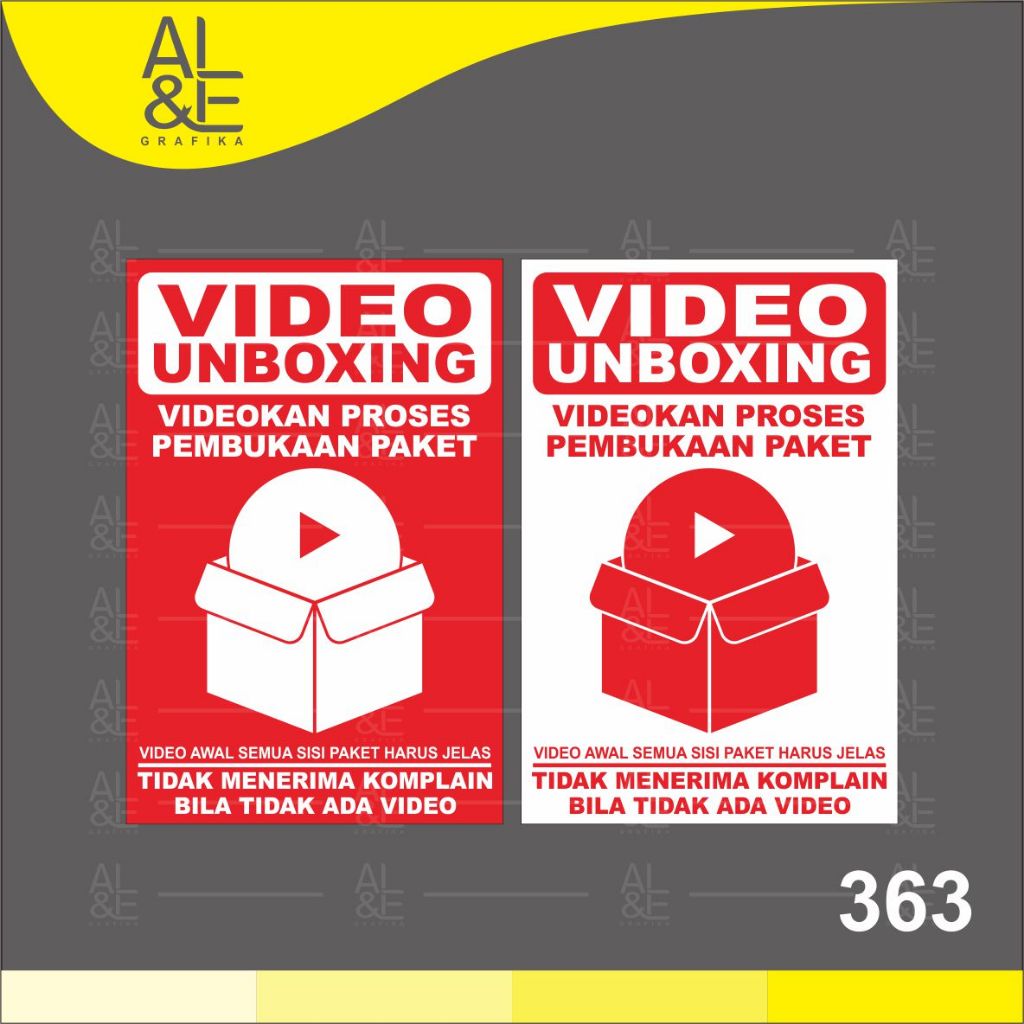 

363 - Stiker Video Unboxing, Sticker Vinyl, Cetak Premium Indoor, Tahan air