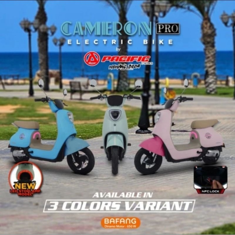 Sepeda Listrik Vespa Scoopy Pasific Cameron Kameron Pro NFC Kartu Aki