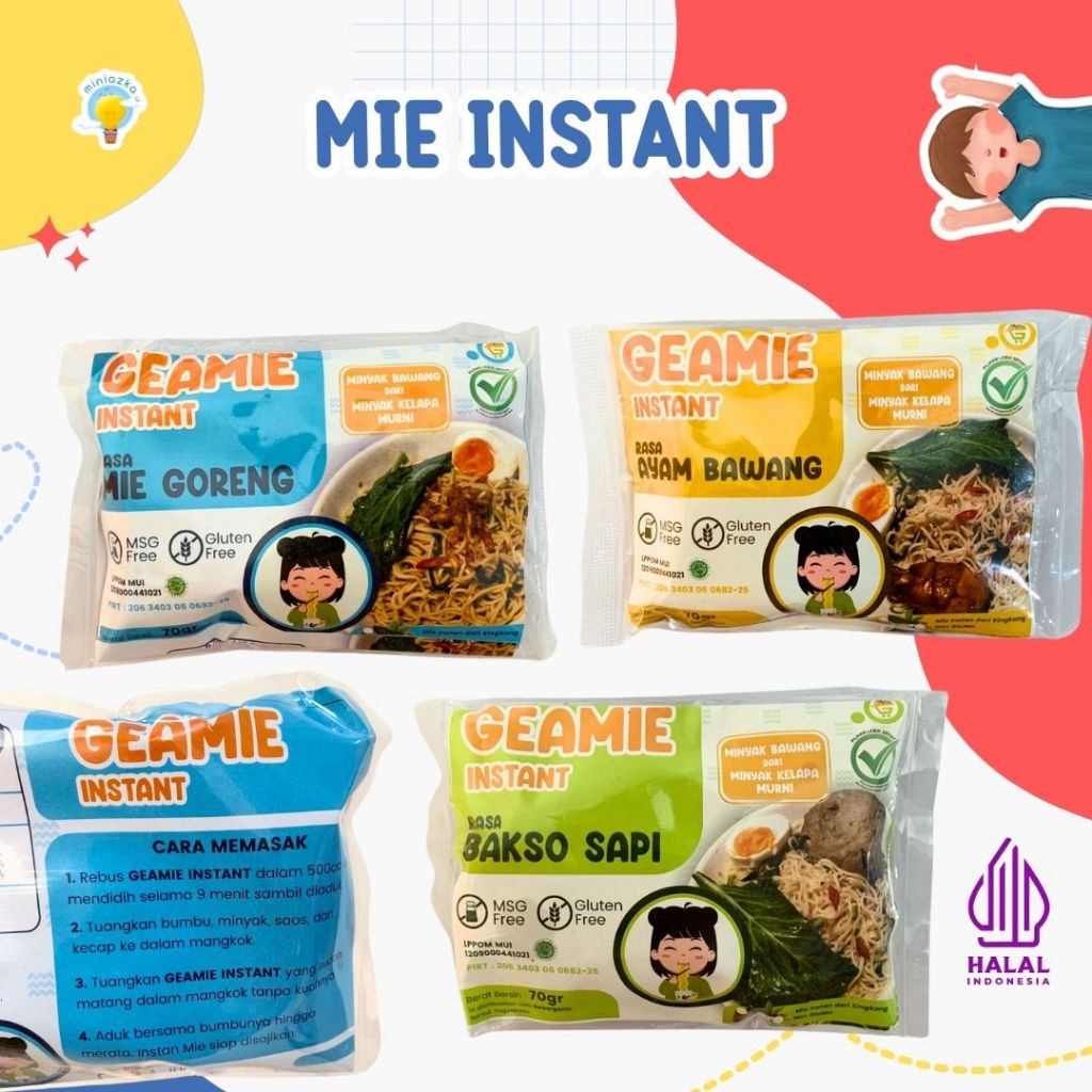 

MINIAZKA - MIE INSTANT KUAH GLUTEN FREE NON MSG / MIE SEHAT GEAMIE
