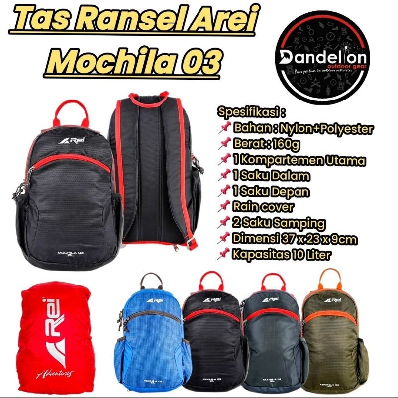 Tas Ransel Arei Mochila 03 Mochila 02 Mochila 01 Pandora 10L Free RainCover
