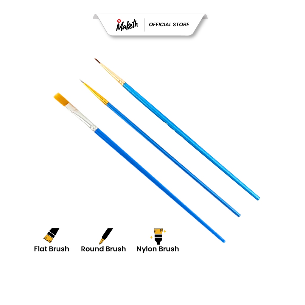 

Maketh Standard Art Brush Standar Kuas Lukis Flat Round Datar Bulat AB-S