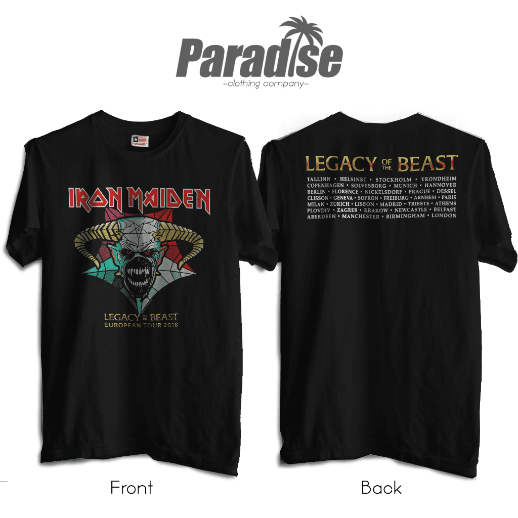 PARADISE Baju Kaos Band - Iron Maiden LOTB European Tour 2018