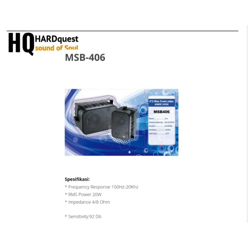 Speaker Pasif 4inch Hardquest MSB-406
