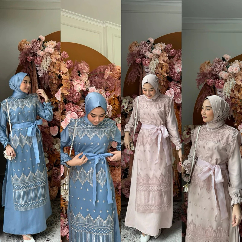 LAYYA DRES OUTER TILLE Motif Mengikuti Stok MIX ORGANZA/GAMIS TILE.GAMIS ORGANZA/VEST BISA LEPAS PAS