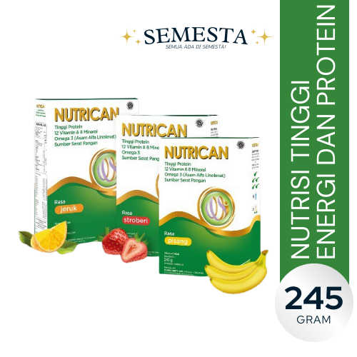 

Nutrican 245 gram Rasa Pisang/Jeruk/Strawberry - Nutrisi Tinggi Energi dan Protein