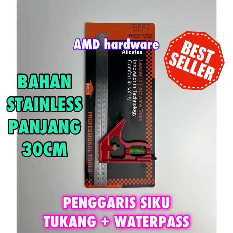 

RB Penggaris Siku Tukang / Combination Try Square Stainless Steel 12" Inchi 30 cm Kombinasi