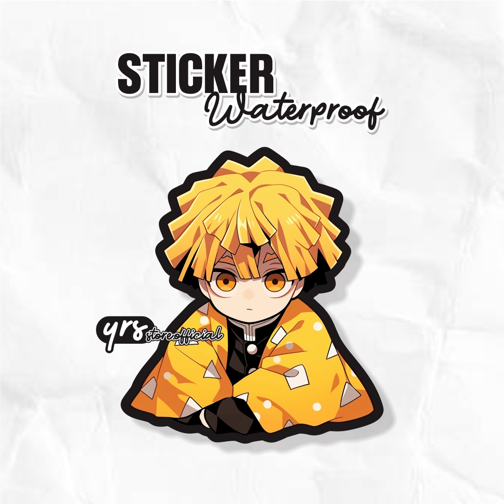 

Sticker Anime Zenitsu Kimetsu No Yaiba / Sticker Anime Waterproof ukuran +- 7 x 6,3 cm