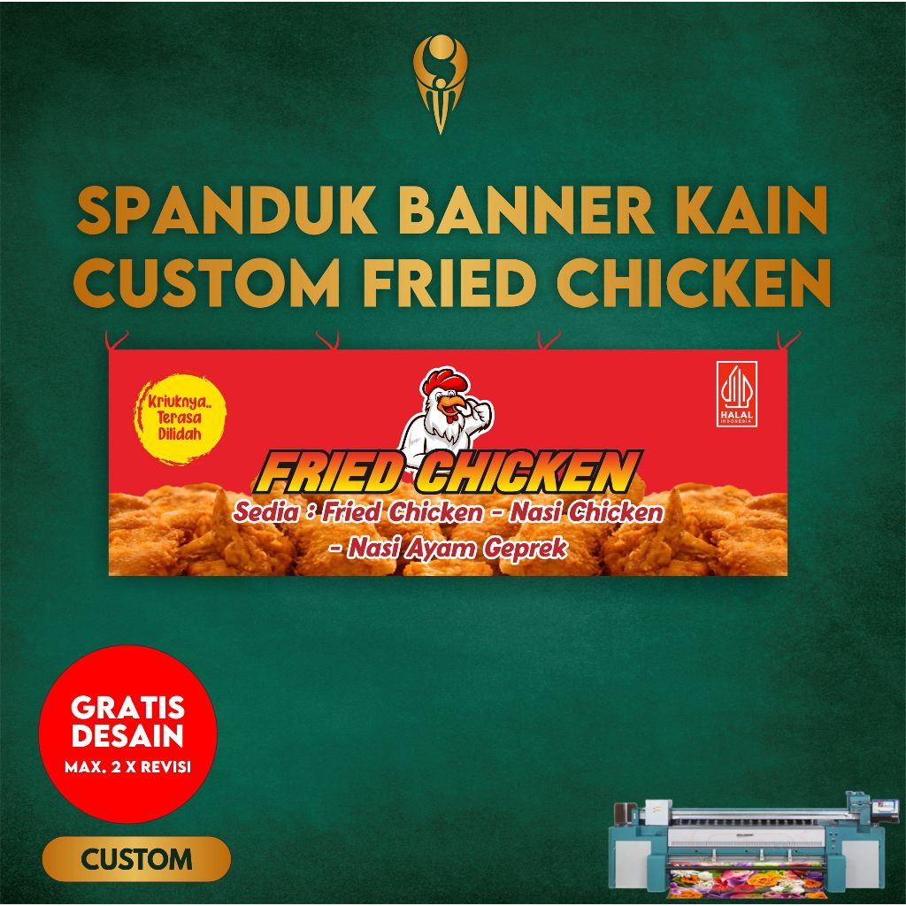 SPANDUK BANNER KAIN CUSTOM FRIED CHICKEN - SOLDIMPRO