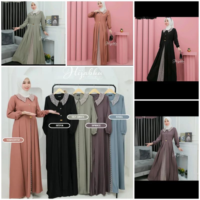Remma Dress By HijabkuDress Terbaru Best Seller || Dress Kancing Renda Tiffany Twill baru