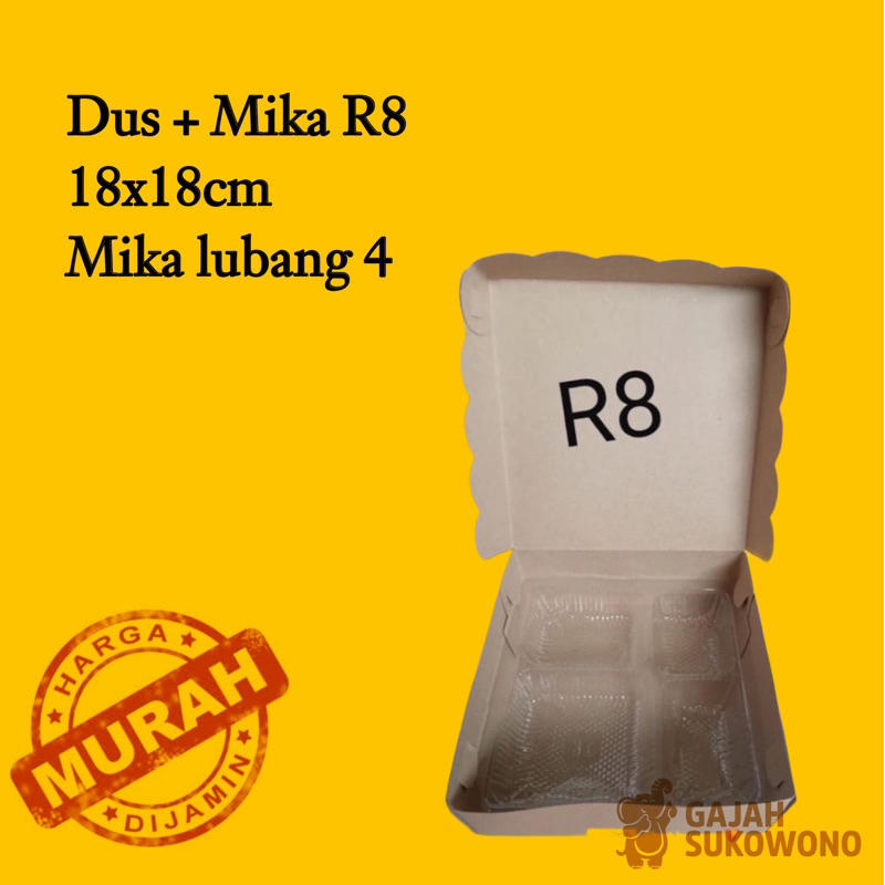 Mika dan Dus kotak nasi R8 + mika 18 KRAFT / dus hampers